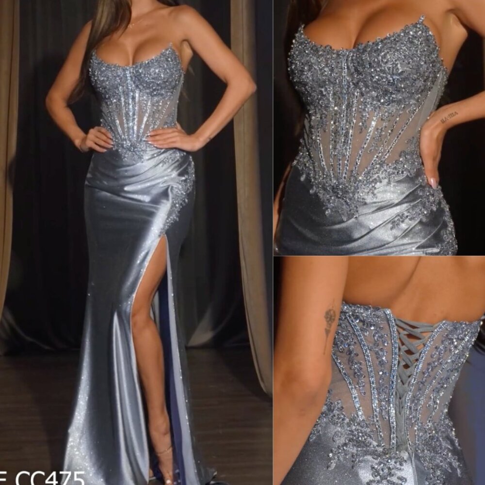 Women's Silver and Blue Prom-dresses